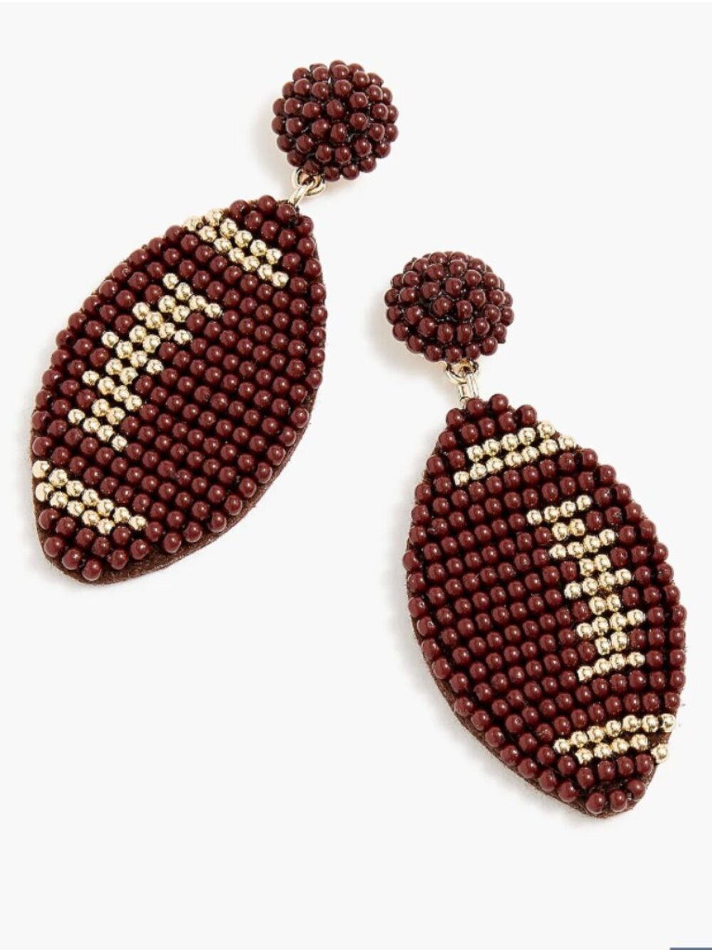 Beaded football statement earrings